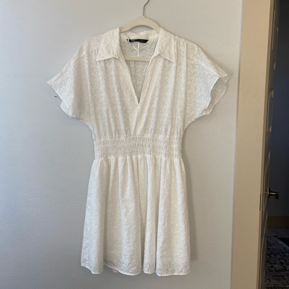 Zara Openwork Embroidered Dress Size L